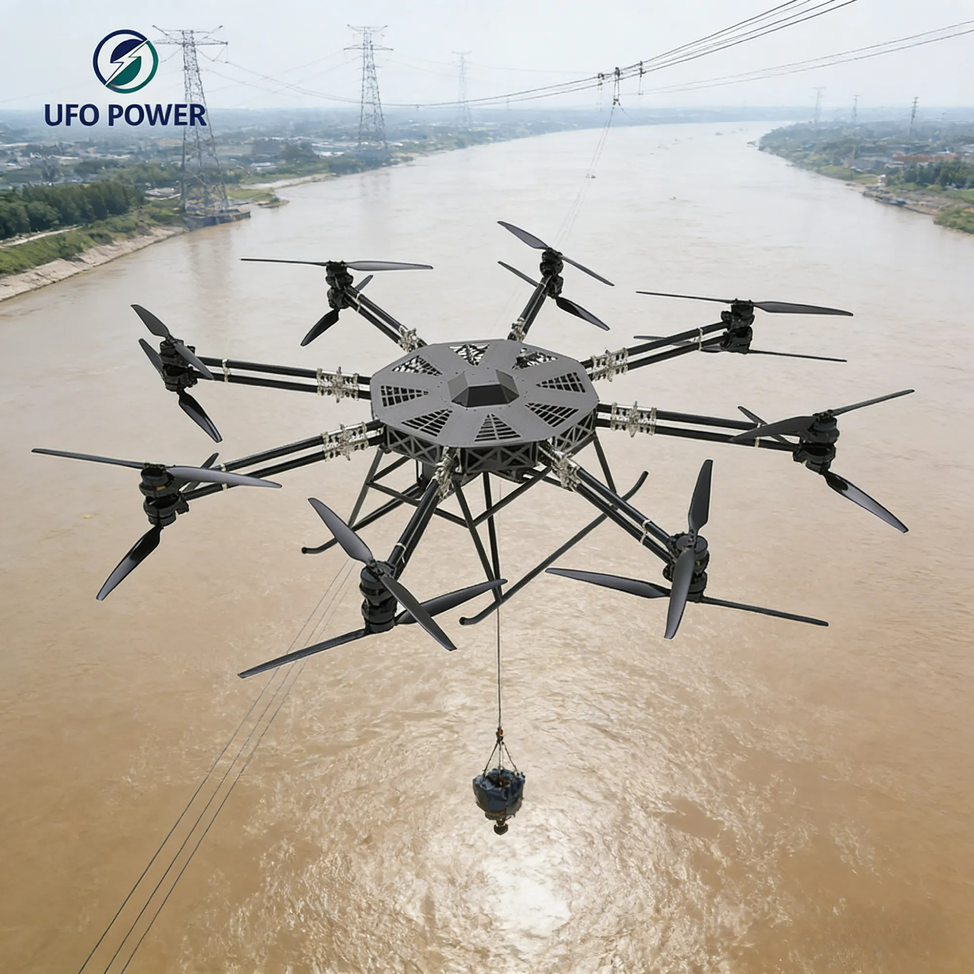 UFOUAV Cross-river Cable Stringing Hoisting